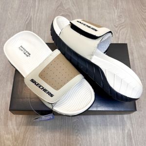 Skecher.s Go Recover Adjust Premium Khaki Black Slides
