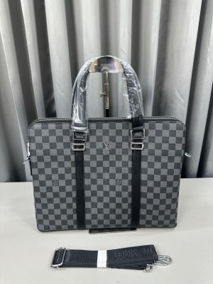 LV LEATHER LAPTOP BAG WITH STRAP VERY PREMIUM QUALITY