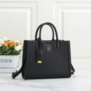 Burberr_y Frances Black Leather Hand Bag With Dust Bag (Black) (V-6602)