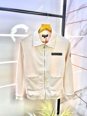 Balmai n Paris Imported Metal Logo Off-White Super Premium Zipper Jacket F2138-OF