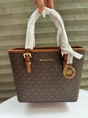 Michael_Kors Jet Set Travel With Box And Dust Bag Including Carry Bag (Brown) (V-2)