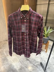 FRED PERRY RED CHECKS OXFORD COTTON SHIRT 