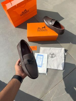  Hermees Leather Premium Loafer Brown
