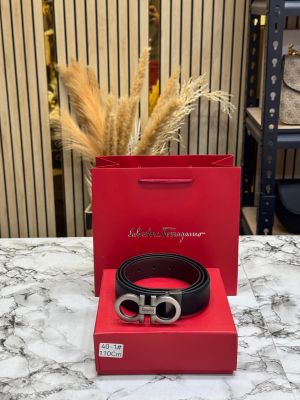 Salvatore_Ferragamo Smooth Gancini Buckle Leather Belt With Box And Dust Bag Including Carry Bag (40-1)
