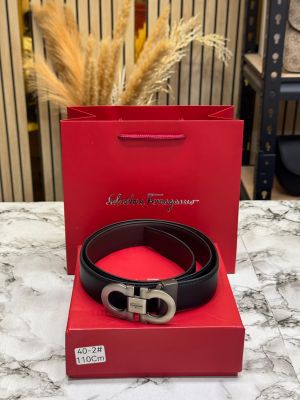 Salvatore_Ferragamo Smooth Gancini Buckle Leather Belt With Box And Dust Bag Including Carry Bag (40-2)