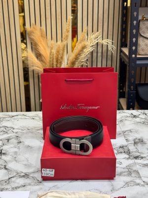 Salvatore_Ferragamo Smooth Gancini Buckle Leather Belt With Box And Dust Bag Including Carry Bag (40-4)