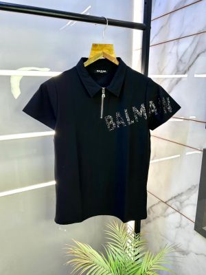 Balmai n Paris Imported Zipper Black Collar Neck Premium Polo T-shirt F3114-B2