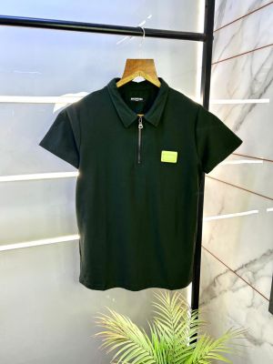 Balmai n Paris Imported Zipper Green Collar Neck Premium Polo T-shirt F3114-GR