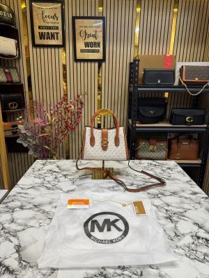 Michael_Kors Gabby Signature Satchel Bag With Dust Bag (Beige) (V-23007)