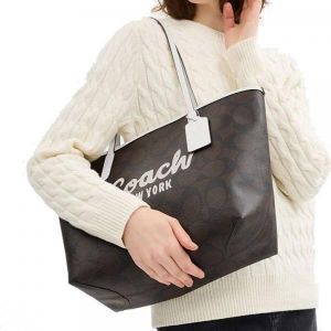 COAC_H CITY TOTE BAG IN SIGNATURE CANVAS Graphic Print With dust cover 759