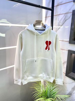 Ami Logo Imported White Super Premium Hoodie F3475-WH