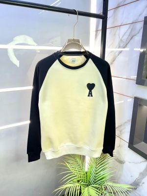 Ami Logo Imported Cream Super Premium Sweatshirts F3474-WH