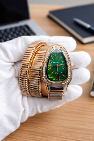 BVLGARI SNAKE RG GREEN DIAL 350