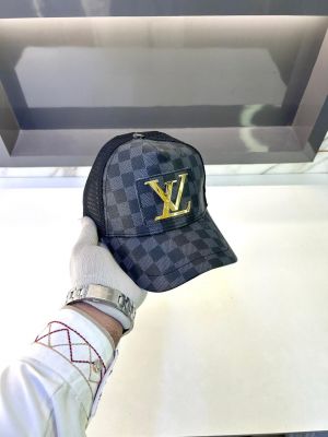 Louis_Vuitton Logo Premium Black-Grey Cap F3438-A13