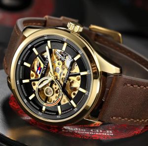 Tommy_hilfiger Automatic Leather DarkBrown-Gold-Black