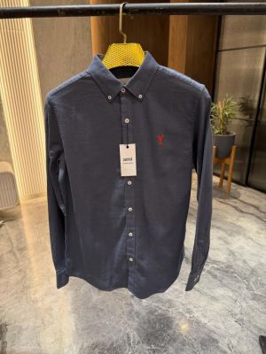 Ami Paris Blue Pure Linen Shirt 