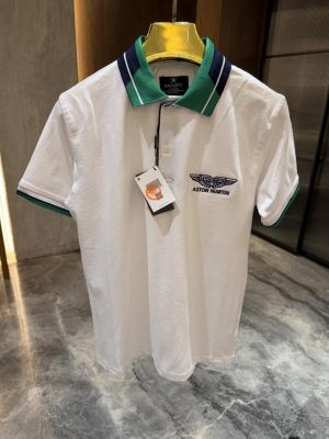 HACKET_T WHITE GREEN x ASTON MARTIN PREMIUM POLO