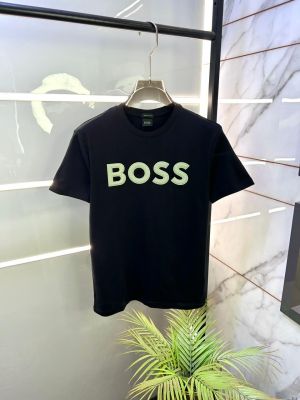 Boss Black Embossed Print Premium Round Neck Polo T-shirt F3423-BL