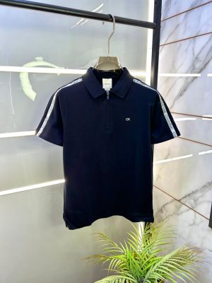 Calvin_Klein Polo Navy Zipper Collar Neck Premium T-shirt F3055-NY2