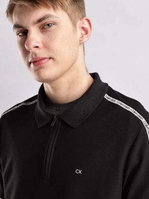 Calvin_Klein Polo Black Zipper Collar Neck Premium T-shirt F3055-BL
