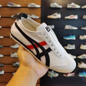 Onitsuk_a Tiger Mexico 66 Slip-On White Black Red  Mens 7A Premium (D-1743 P-1)