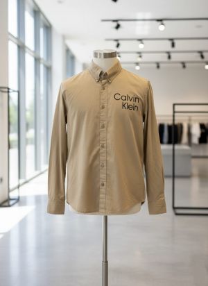 sale_Calvin_Klein_Khaki_Logo_Print_Premium_Shirt_(1670)
