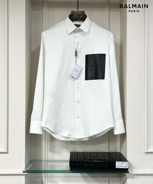 sale_BALMAIN_PARIS_WHITE_PATCH_LOGO_PRINT_PREMIUM_IMPORTED_SHIRTS_WITH_BOX_PACKING_AND_CARRY_BAG_(1573)