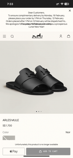 HERMES ARLES PREMIUM LEATHER SLIDE