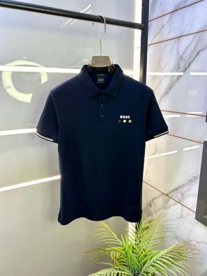 Hugo_Boss Navy Collar Neck Premium Polo T-shirt F3396-NY