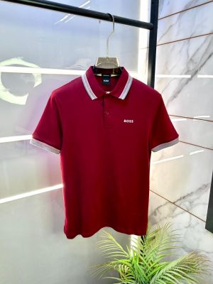 Hugo_Boss Maroon Collar Neck Premium Polo T-shirt F3396-MA