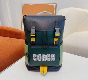 Coach_Track_Backpack_Colorblock_Jungle_Green_Signature_Canvas_&_High_Quality_Leather_With_Dust_Cover_&_Carry_Bag