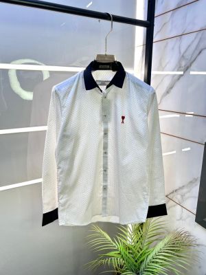 Ami Logo Dotted Premium White Shirt F3223-WH