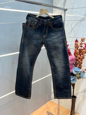 True Religio n Dark Shade Boot cut Premium Imported Stretchable lycra fabric Denim with back flap pocket Design 3776