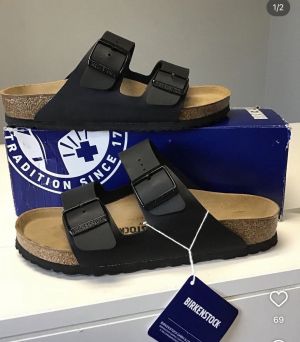 Birkenstock arizona  Black leather with sole branding 1505