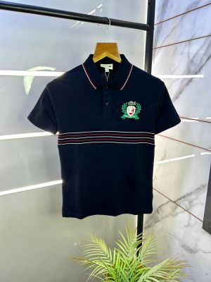 Lacost e Navy Polo Premium Collar Neck T-shirt F3056-N2