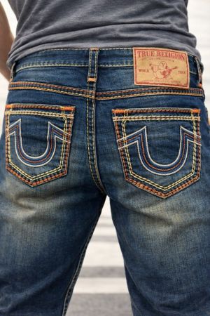 True Religio n Green Shade Straight fit Premium Imported Stretchable Lycra Fabric Denim with Back Embroidered Design 3693