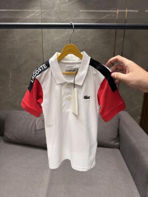 LACOST_E WHITE RED SIDE  PREMIUM KIDS POLO