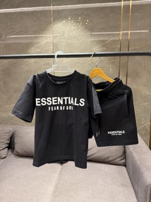 SALE ESSENTIAL_S BLACK KIDS CORD SET TSHIRT  SHORTS