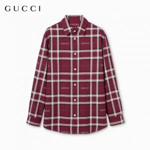 GUCC_I GG RED CHECKS PREMIUM QUALITY SHIRTS