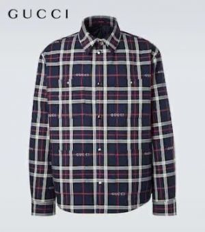 GUCC_I GG BLUE CHECKS PREMIUM QUALITY SHIRTS
