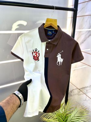 Ralp h Lauren Polo Dark Brown Premium Collar Neck T-shirt F2830-DBR