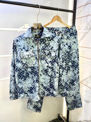 Loui s_Vuitton Monogram Allover Print Super Premium Blue Denim Track Suit With Brand Carry Bag Packing F3347-BU