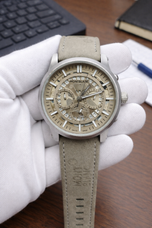 MONT BLANC CHRONO HQ GREY LEATHER BELT AT205