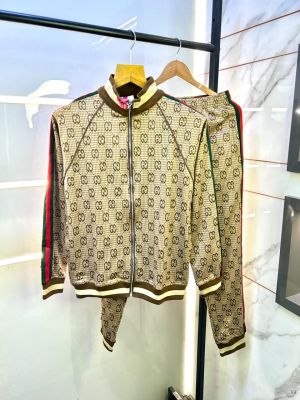 Gucc i Imported Brown Monogram Super Premium Track Suit With Brand Carry Bag F3149-BR