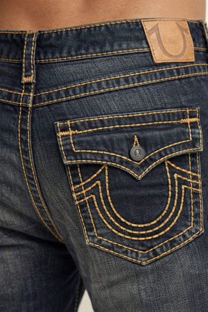 True Religio n Dark Shade Boot cut Premium Imported Stretchable lycra fabric Denim with back flap pocket Design 3776