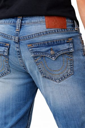 True Religio n Blue Shade Boot cut Premium Imported Stretchable lycra fabric Denim with back flap pocket Design 3764