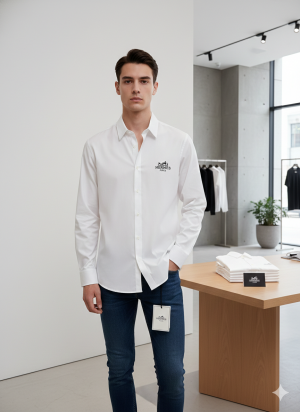 HERMES PARIS WHITE PREMIUM LUXURY FRONT PRINTED SHIRT