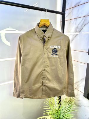 Tommy_Hilfiger Brown Oxford Lycra Premium Shirts F2748-BR