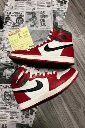 Nikee Air Jordan Retro 1 High Lost And Found With OG Box Yellow Bill OG POWDER SOLE SEMI UA