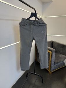 Adida s grey imported straight fit courduroy fabric track pant